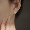 Розовые бриллиантовые серьги-гвоздики Love Screw Button Earbone Nail Light Luxury Temperamenta Beautiful Girl Sweet Cool Pink Heart Zircon Screw Earrings