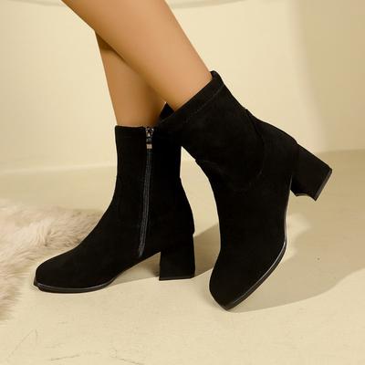 Повседневная обувь для женщин Массивные Легкие Женские Ботильоны Модные Ботильоны-носки с Квадратным Носком Вязаные Осенне-зимние Ботинки на Платформе