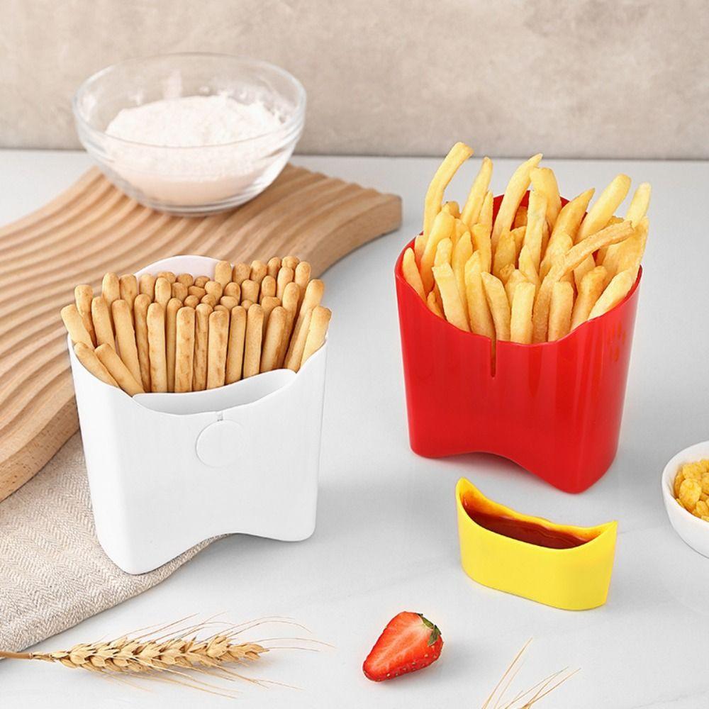 with Dip Compartment Snack Container 2 in 1 Dessert Plate French Fry Cup Kitchen Accessories