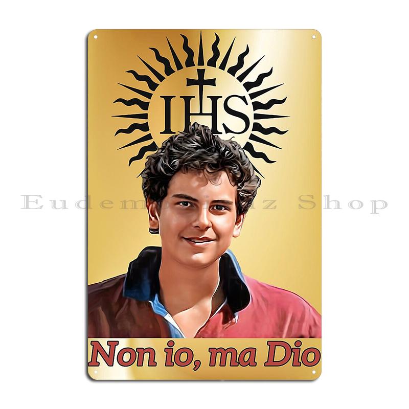 Святой Карло Акутис 27 апреля 2025 года Блаженный Карло Акутис Иллюстрация Блаженный Карло Металлическое настенное панно Забавный дизайн Жестяная табличка Постер