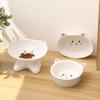 Cute Cat Bowl Ceramic Dog Food Feeding Basin Food Dispenser Cats Drinking Feeder  Kitten Puppy
