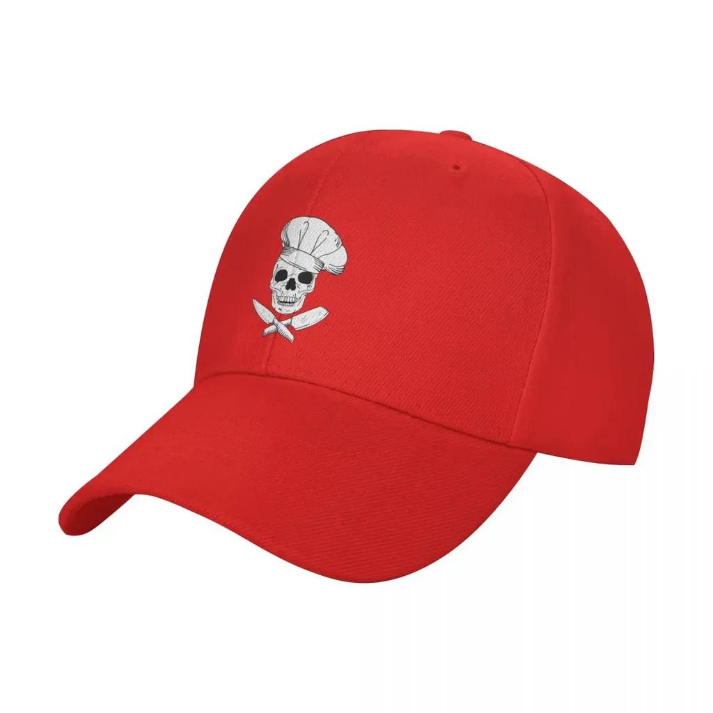 Skull Wearing Chef Hat and Crossed Kitchen Knives Baseball Cap summer hat beach hat designer cap black Women Caps Unisexs