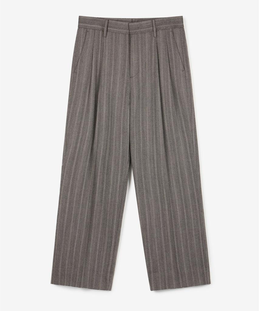 TNGT [Set] Herringbone Structure Wool Double Jacket & Wide Pants (Grey) 0Tja6F103G2