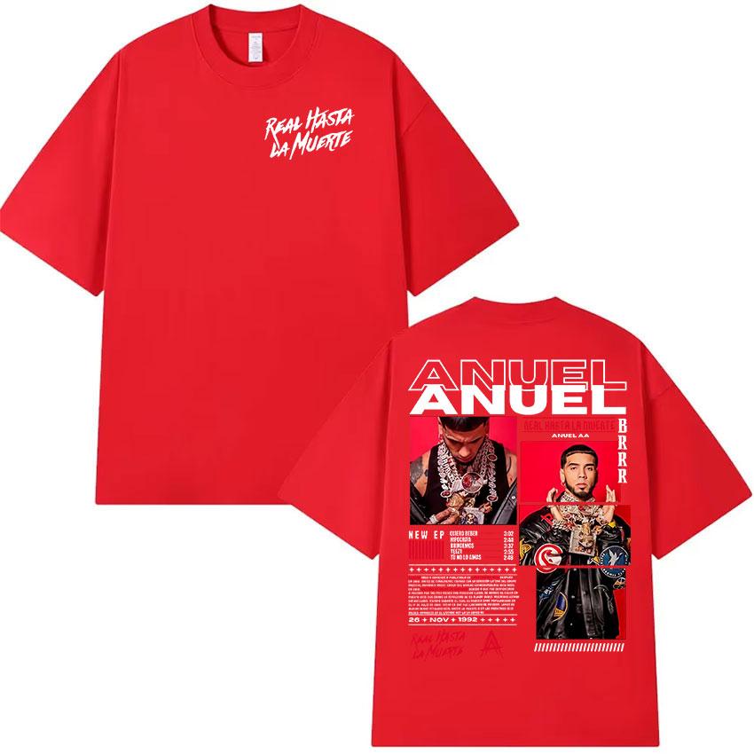 Rapper Anuel AA Real Hasta La Muerte Tour 2025 New Album T Shirts Mens Hip Hop Gothic TShirts 100 Cotton Short Sleeve TShirt