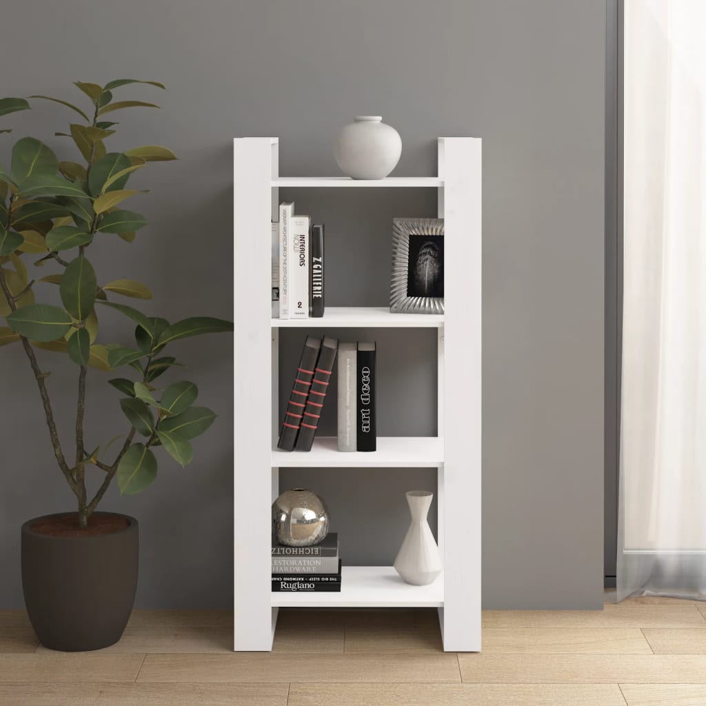 Bookshelf Room Divider White 60 x 35 x 125 cm Solid Wood