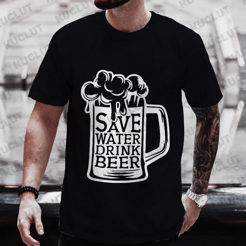 Funny Graphic Tops Men T Shirt Save Water Drink Beer Clothes Bachelor Party Tees Drinking Team Matching Outfit Streetwear