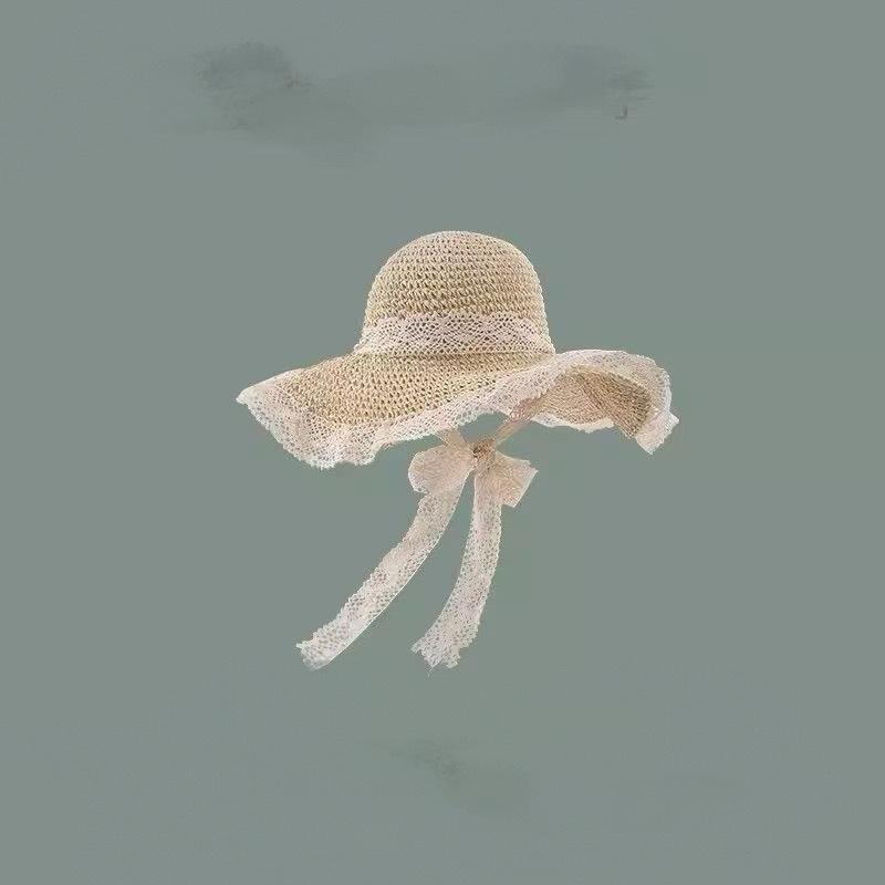 Кружевная соломенная шляпа от солнца детская с широкими полями летняя дышащая соломенная шляпа пляжная с защитой всего лица морская модная