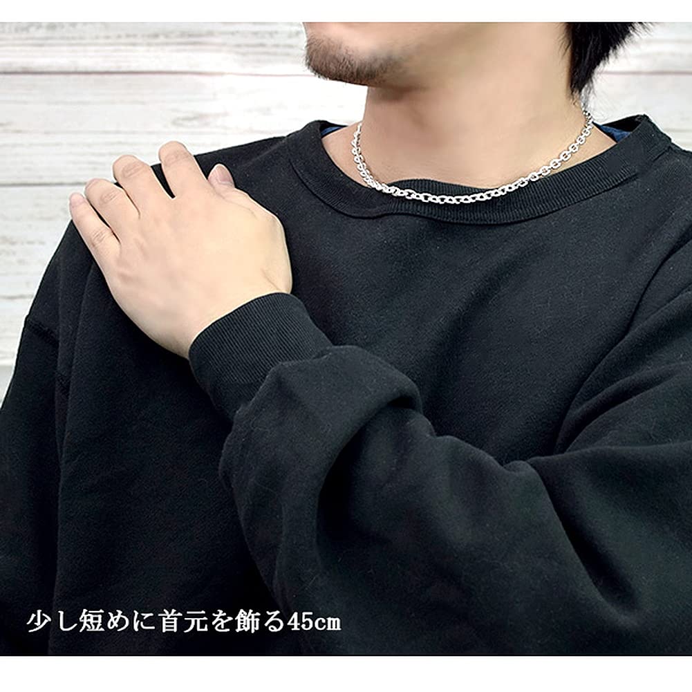 Серебряное колье-цепочка Азуки 925 пробы для мужчин и простая [Shinjuku Kura] цепочка, прибл.. 5,3 мм шириной, 45-80 см (45см), Женщины, Толстые,