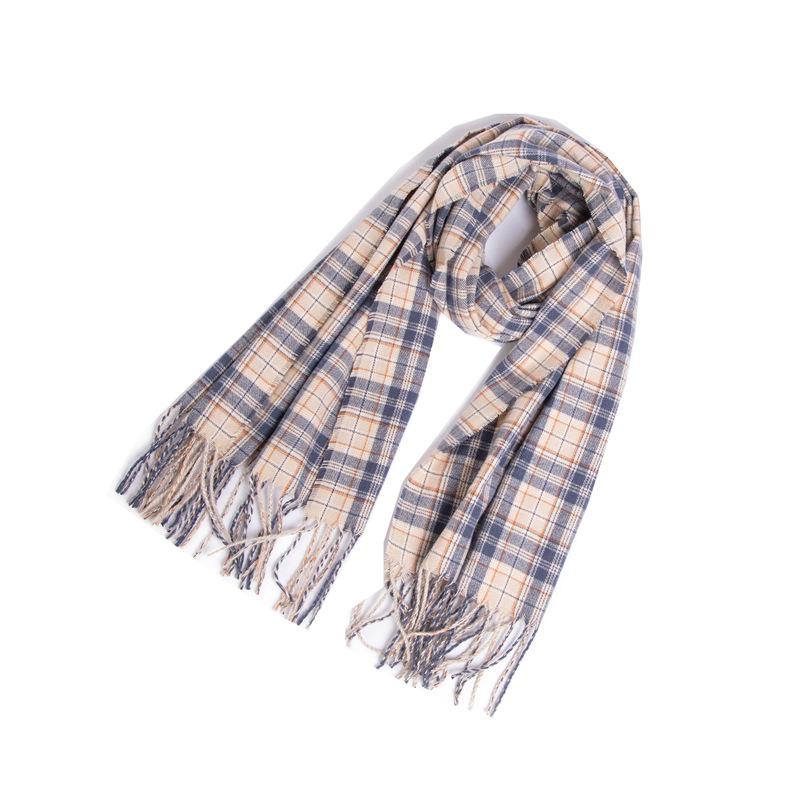 Осенне-зимний шарф, женский клетчатый шарф с кисточками, шаль