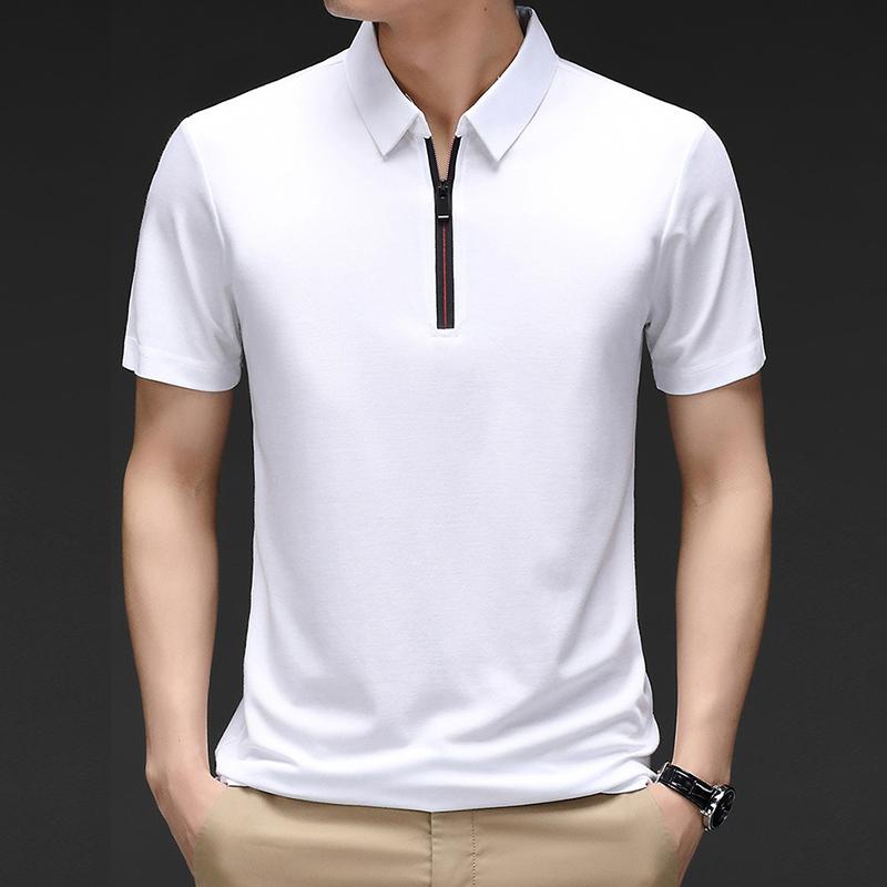 Летние мужские поло с короткими рукавами, свободные повседневные футболки с лацканами, дышащие, впитывающие пот топы больших размеров