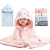 Cartoon Baby Bath Towels for Body Hooded Coral Fleece Kids Bathrobe Newborn Swaddle Wrap Baby Blankets for Girls Boys