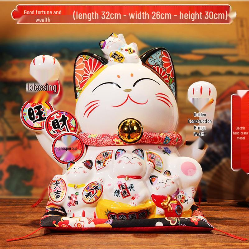 Automatic Waving Fortune Cat Figurine - New Style Housewarming Gift for Front Desk or Shop