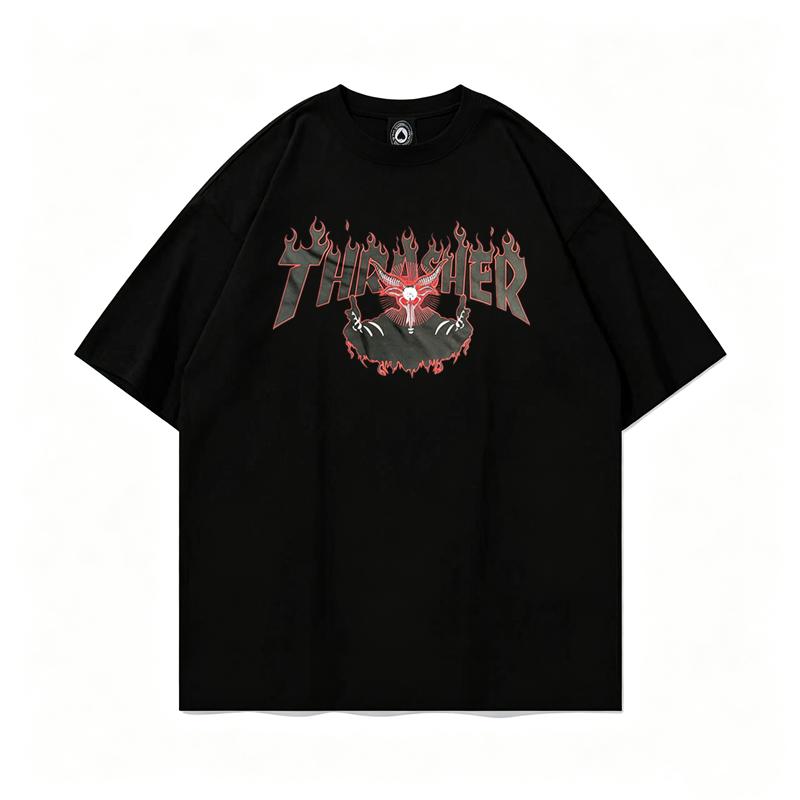 Летняя футболка Thrasher Skateboard Magazine с принтом букв 2026 Мужская Женская Оверсайз Хлопковая С коротким рукавом Повседневная Уличная Футболка Топ