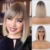 MISSQUEEN Женский прямой парик боб длиной до плеч с челкой, синтетическое волокно, натуральный короткий розовый парик боб, повседневная одежда для косплея
