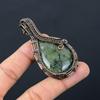 Prehnite Gemstone Pure Copper Wire Wrapped Handmade Pendant Jewelry For Gift