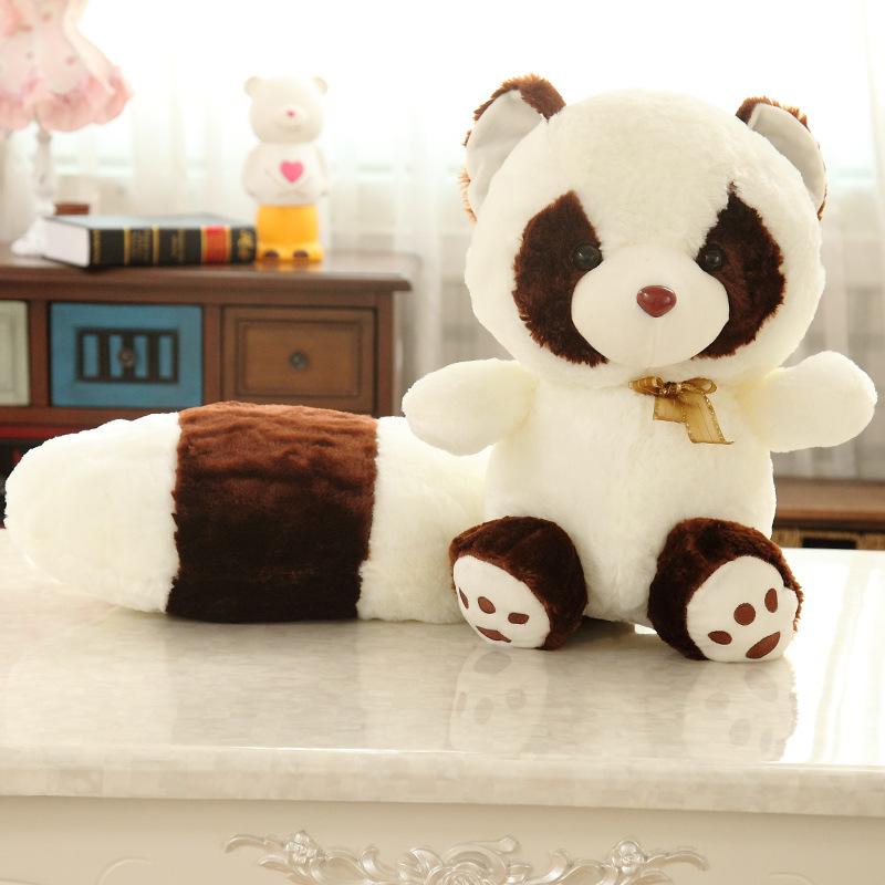 Super Soft Lazy Fluffy Hair Stuffed Animals Plushie Plush Raccoon Long Tail Big Tail Hug Throw Pillow Birthday Gift Boys Grils