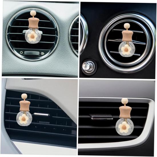 2 шт. Автомобильный диффузор для эфирного масла, бутылка, пустой, прозрачный стеклянный, ароматерапевтический диффузор с деревянной крышкой и вентиляционным зажимом для автомобильного ароматизатора и автомобильного декора, молоко