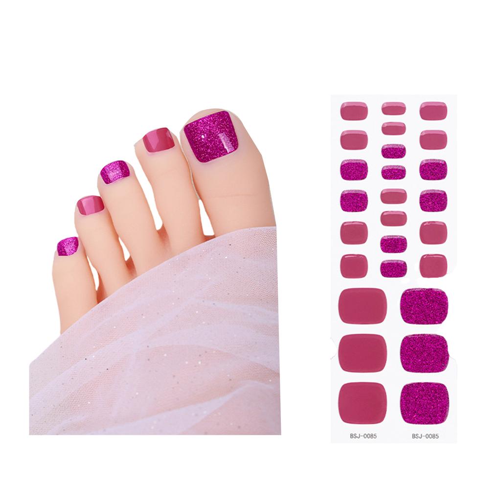 Toenail Stickers Semi Cured Gel Toenail Strips Solid Color Toenail Polish Strips Toe Nail Wraps Toenail Art Decoration