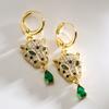 Rhinestone Animal Leopard Hoop Earrings Women Hip Hop Jewelry Accessories