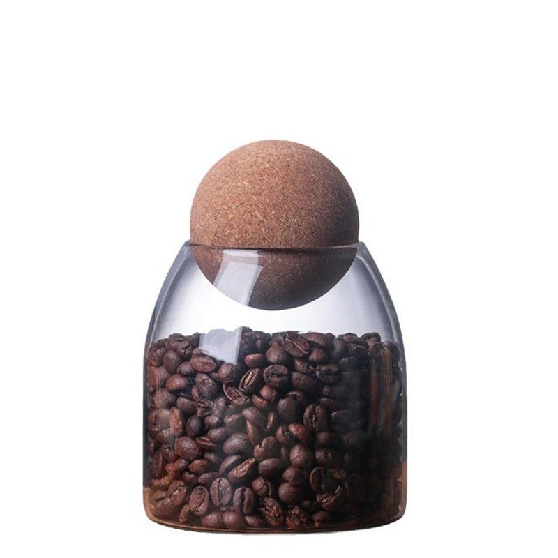 3 Pcs Ball Cork Glass Sealed Jar Flower Fruit Tea Coffee Bean Display Bottle Kitchen Grain Storage Bottle