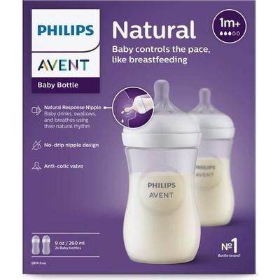 Набор из 2 бутылочек - PHILIPS AVENT - Natural 3.0 - Антиколиковый - 260 мл - AirFree - Соска, имитирующая форму груди - Белый