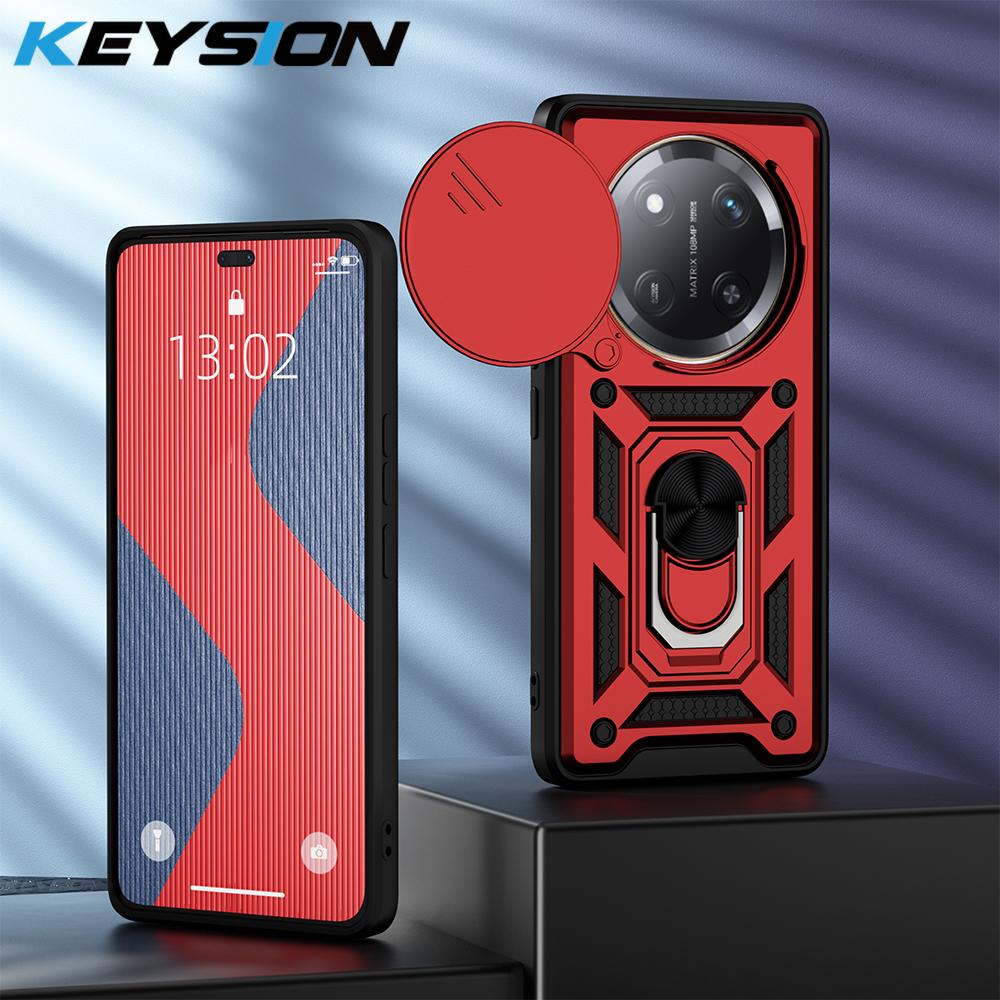 KEYSION Противоударный чехол для HONOR X9c 5G Slide Camera Защитное кольцо Подставка для телефона Задняя крышка для Huawei Honor Magic 7 Lite 5G