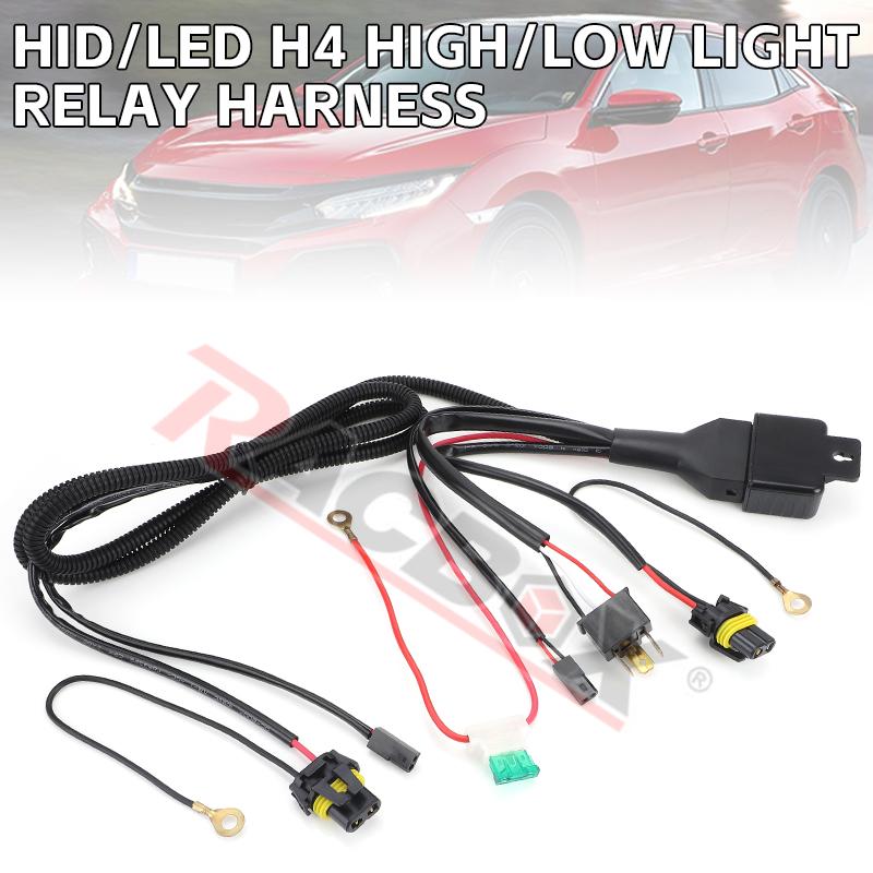 H4 Relay Wiring Harness Socket HID Xenon Lamp Connector Telescopic Lamp Control High Low Light Beam Line Group 1 Lead 2 Lamps