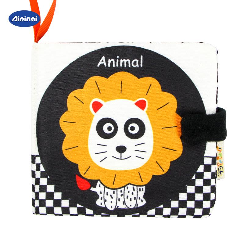 Aipinqi Черно-белая Детская Тканевая Книга Монтессори: Визуальная стимуляция для детей, устойчивая к разрывам