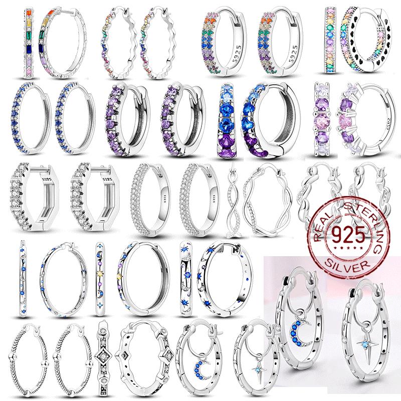 925 Sterling Silver Hoops Earrings Hypoallergenic Hoops Earrings with Zirconia Fashion High Quality Jewelry for Women Girls