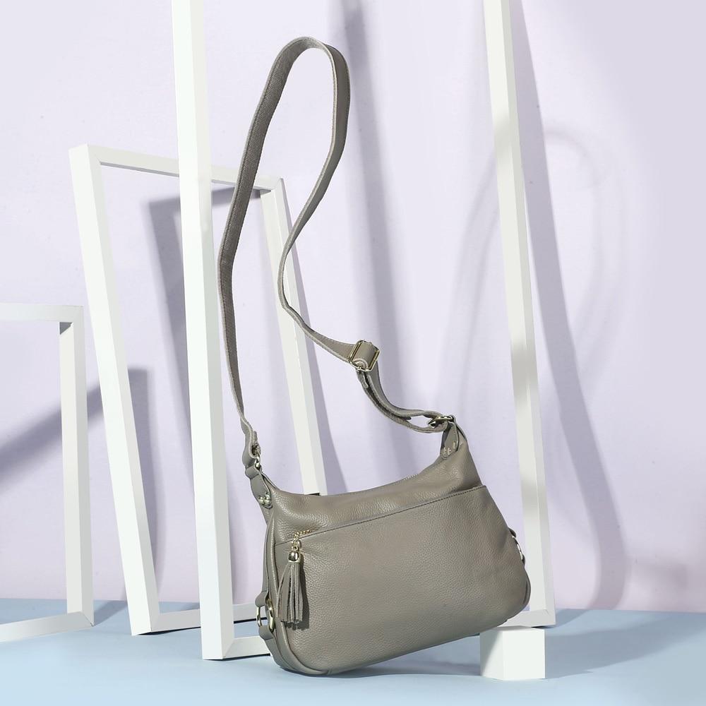 Zency 100% натуральная кожа, модная женская сумка через плечо с кисточкой, высококачественные бродяги, элегантные женские сумки через плечо, черный, серый цвет