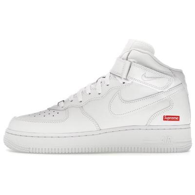 Кроссовки Supreme x Air Force 1 Mid с логотипом Box Logo - Тройной белый, Унисекс FZ8784-100
