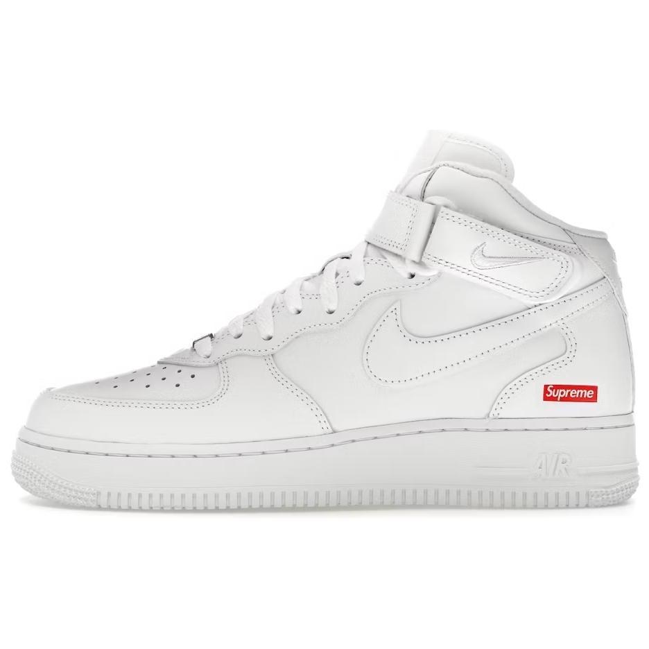 Кроссовки Supreme x Nike Air Force 1 Mid с логотипом Box Logo - Тройной белый, Унисекс FZ8784-100