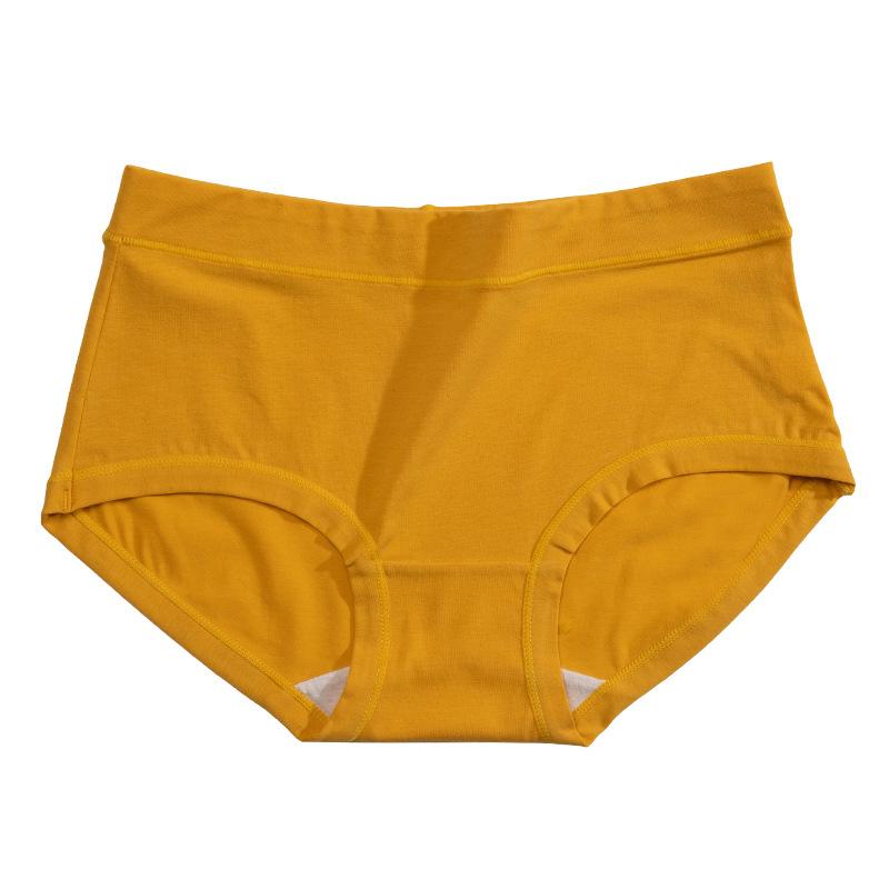 Fashionable Women's Mid-rise Breathable Butt-lifting Plain Cotton Large Size Triangle Panties