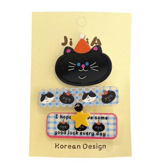 2/3Pcs Girl Hairpins Cats Puppies Rabbits Bread Pattern Hair Clips Smooth Edges Side Bang Hair Pins Hair