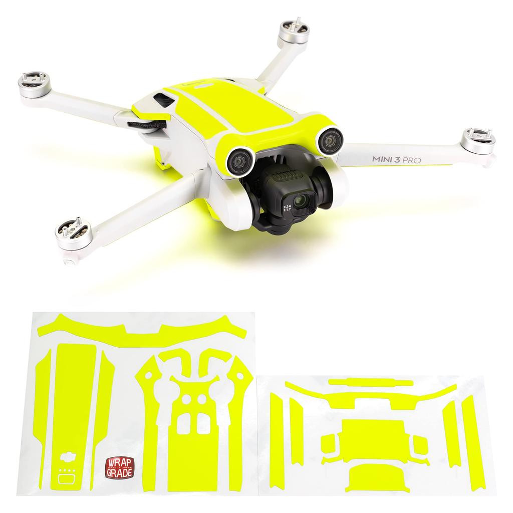 Виниловая наклейка WRAPGRADE для DJI Mini 3 Pro, цветной акцент (Неоновый желтый)