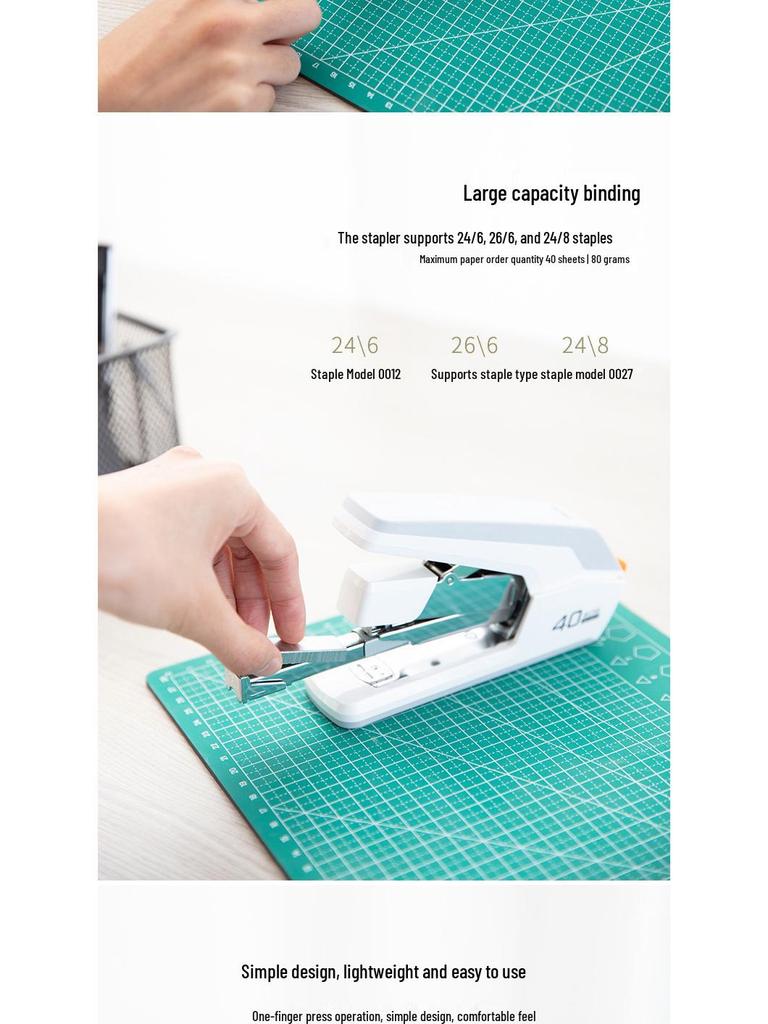 Deli Stationery Student & Office Labor-Saving Stapler, Large & Medium Sizes, Thickened Design