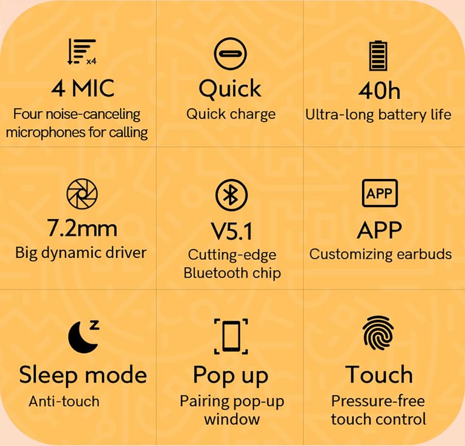 QCY T13 Bluetooth-наушники V5.1 Беспроводные TWS наушники с сенсорным управлением 4 микрофона ENC HD гарнитура для вызовов Настройка приложения