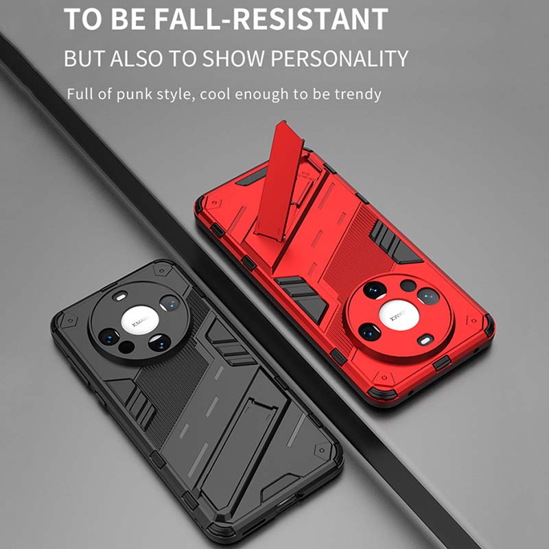 For Huawei Mate 60 50 50E 40 40E Pro Plus Punk Armor Shockproof Bumper Rugged Rubberized PC Fitted Kickstand Case Stand Holder Cover Shell