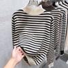Модные облегающие свитера с высоким воротником и половинной длиной для женщин, осень-зима, полосатые, с длинным рукавом, вязаные топы, женские теплые джемперы 24873