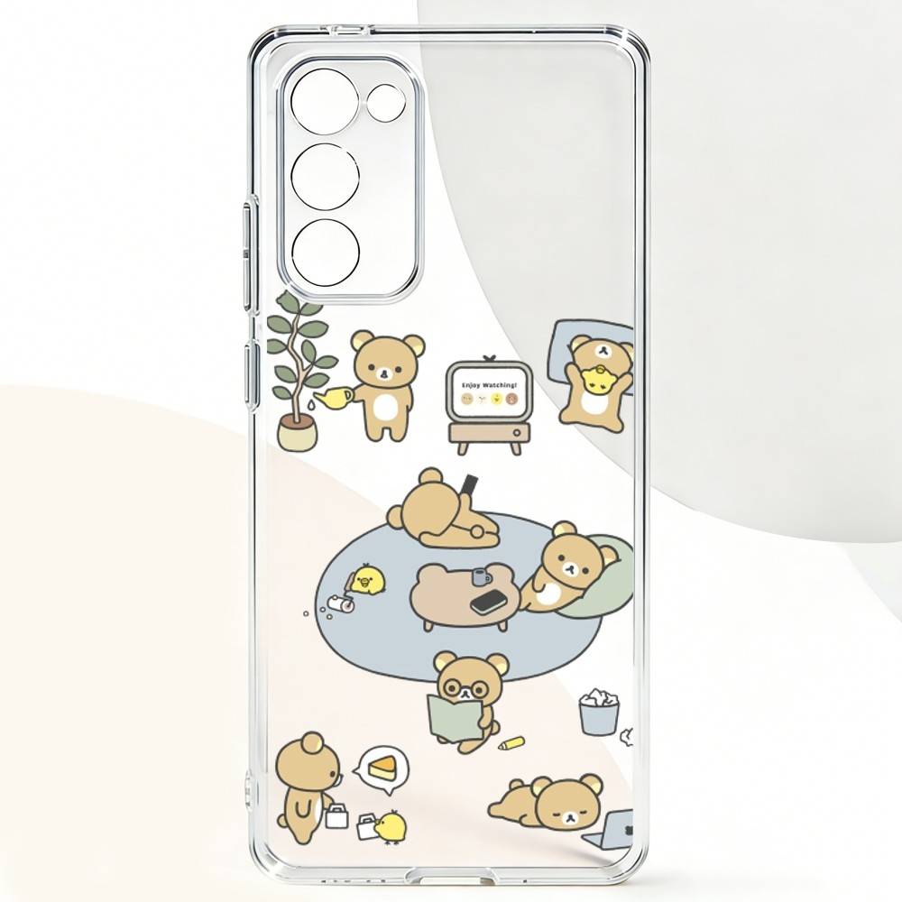 Чехол для телефона R-Relax K-kuma R-Rilakkuma для Samsung Galaxy A,71,70,52,51,40,31,50,50S,30S,21S,12,10,Note20ultra Прозрачный чехол