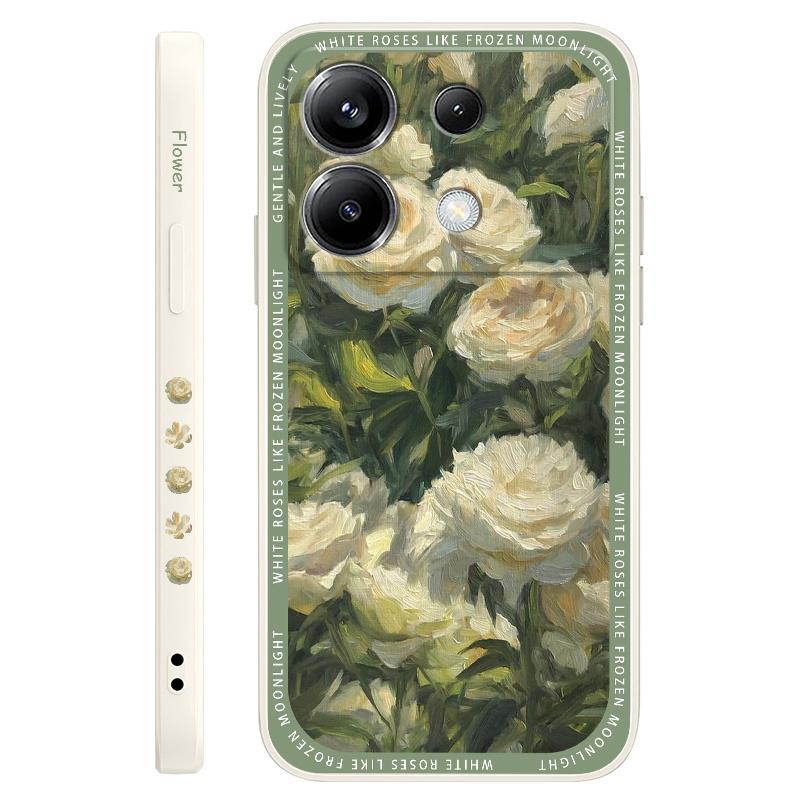 Элегантный белый чехол-накладка с розой для Xiaomi Poco F7 X7 X6 F6 M6 M5 M5S F5 X5 F4 X4 M4 F3 M3 X3 Pro 4G 5G GT Силиконовый чехол