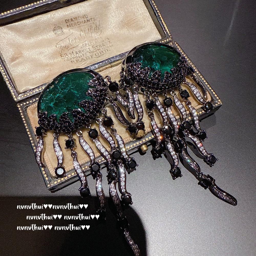 Винтажные серьги-медузы Королевский сапфир, Моана, Серьги-медузы Para Deluxe с цирконами