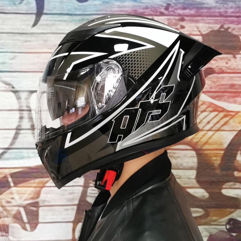Aishi Men And Women's Electric Motorcycle Helmet Full Helmet Overlay Style Personalized Cool Rider Motorcycle With Bluetooth Horn