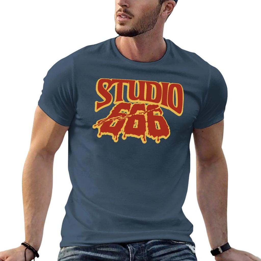 Футболка с логотипом Studio 666 Футболки для мужчин Хлопок Забавная аниме-футболка Хлопковая футболка 100% Хлопок