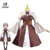 Anime Sousou No Frieren Linie Cosplay Costume Women Brown Lolita Vintage Renaissance Dress Halloween Suit With Horn