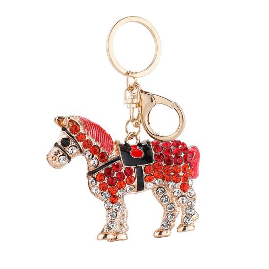 Брелок для ключей в виде лошади со стразами, сверкающий шарм в виде животного, брелок для ключей из цинкового сплава