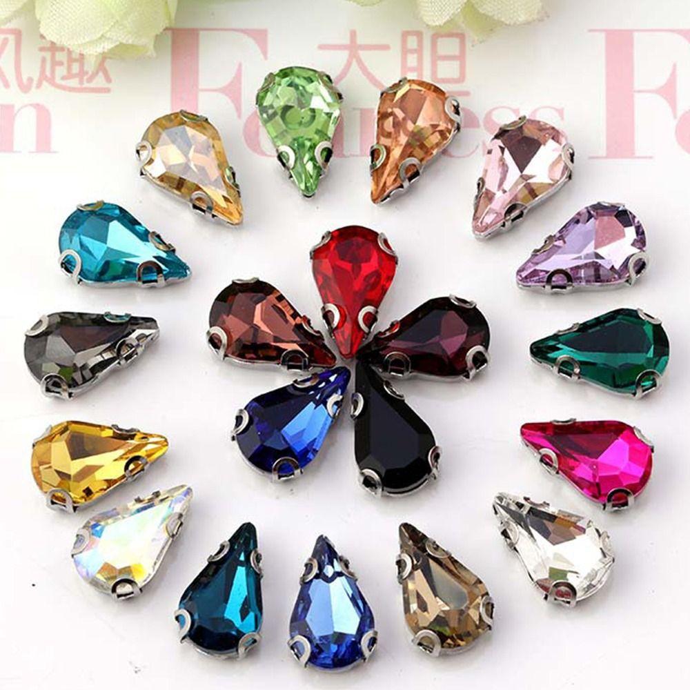 50 шт./упак. Пришивные блестящие стразы для шитья, форма капли воды, бриллиантовые бусины, украшение для рукоделия