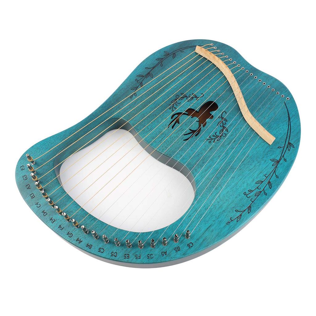 19-струнная лира-арфа Портативная деревянная резонаторная коробка Струнный инструмент с ключом для настройки и медиаторами для начинающих