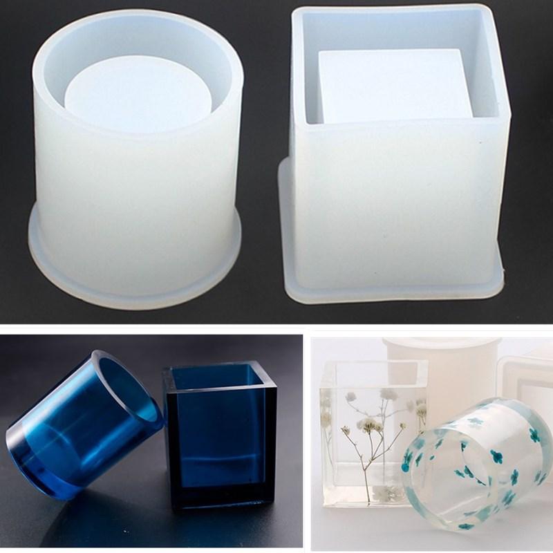 1 круглая силиконовая форма «Кристалл», форма для держателя ручки из эпоксидной смолы своими руками, квадратная форма для держателя ручки для аксессуаров для рукоделия
