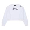 Bluetail Unisex Line Cut White Crop Sweatshirt Aza2ts02wt